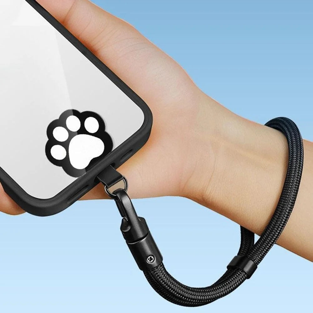 Cute Cat Paw Shape Soft TPU Phone Tether Tab for Phone Case Ultra Thin Cellphone Lanyard Patch - Black - 2