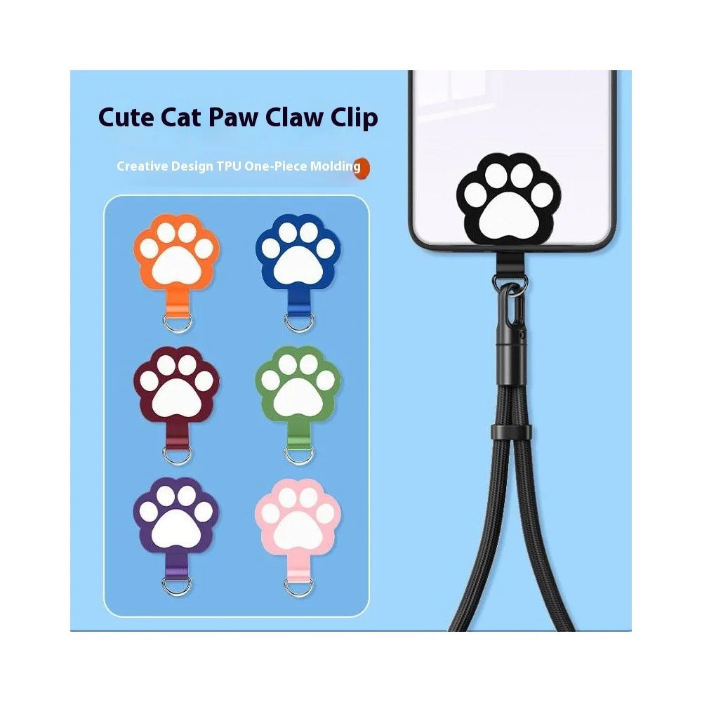 Cute Cat Paw Shape Soft TPU Phone Tether Tab for Phone Case Ultra Thin Cellphone Lanyard Patch - Black - 5