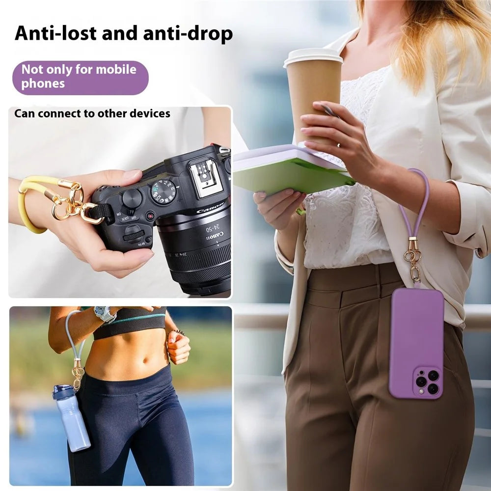 22.5cm Silicone Phone Lanyard Short Adjustable Wrist Strap with Anti-Theft Lock / Tether Tab - Grass Green - 4