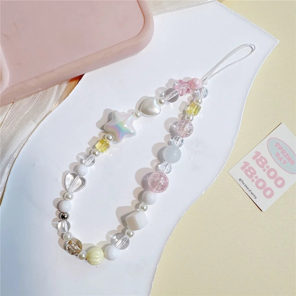 Beaded Phone Bracelet Strap 12cm UV Coated Star Lanyard Acrylic Phone Wrist Chain - 2