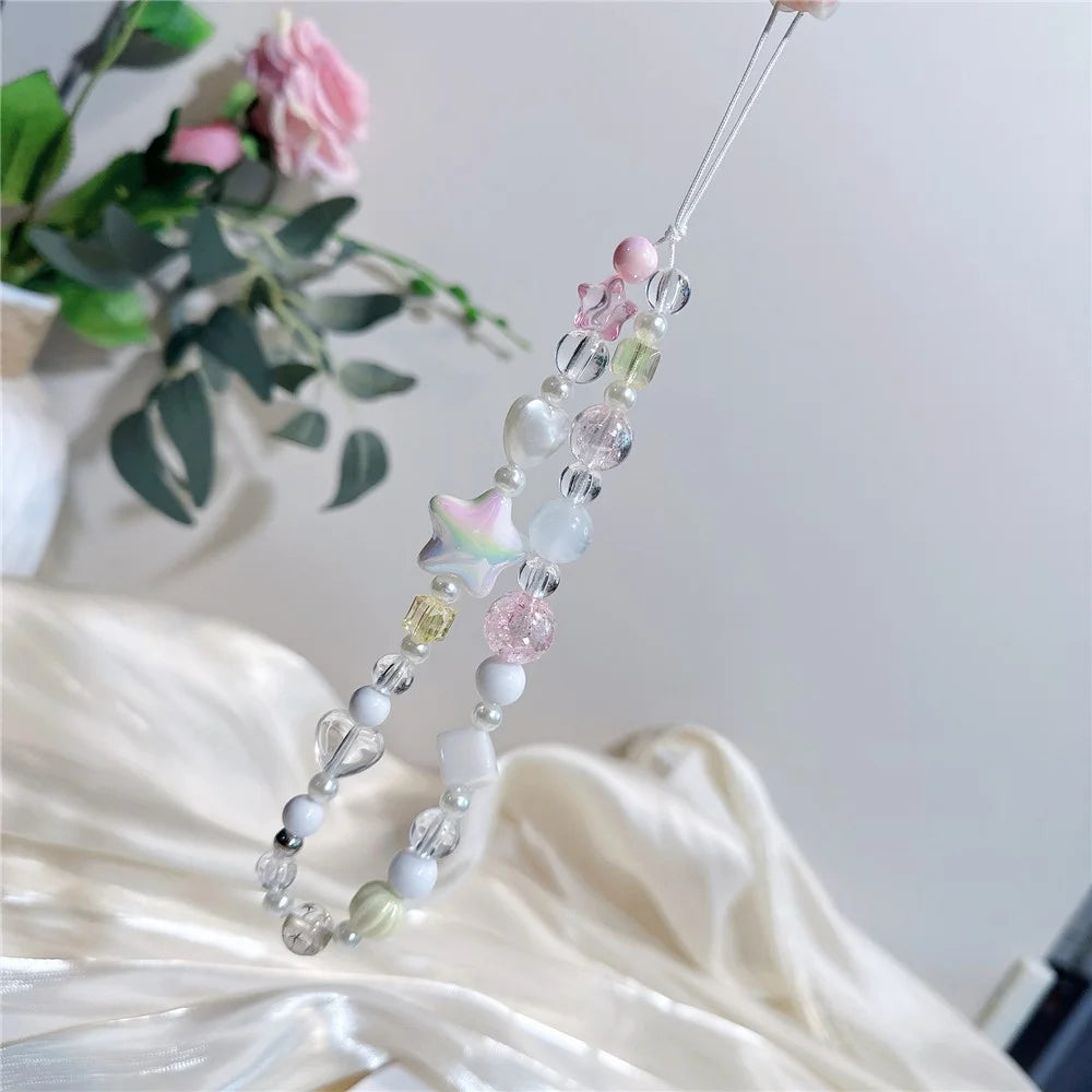 Beaded Phone Bracelet Strap 12cm UV Coated Star Lanyard Acrylic Phone Wrist Chain - 3
