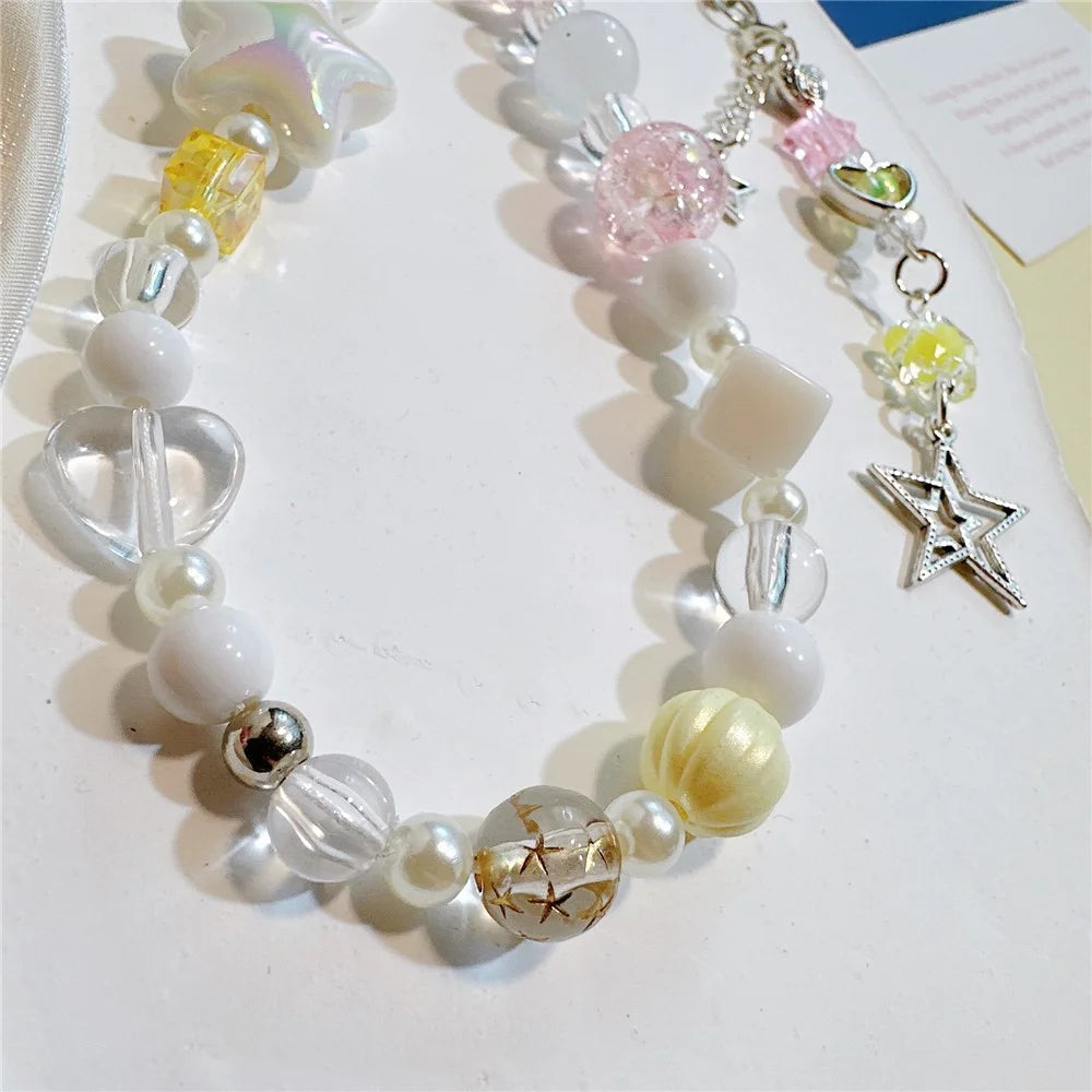 Beaded Phone Bracelet Strap 12cm UV Coated Star Lanyard Acrylic Phone Wrist Chain - 5