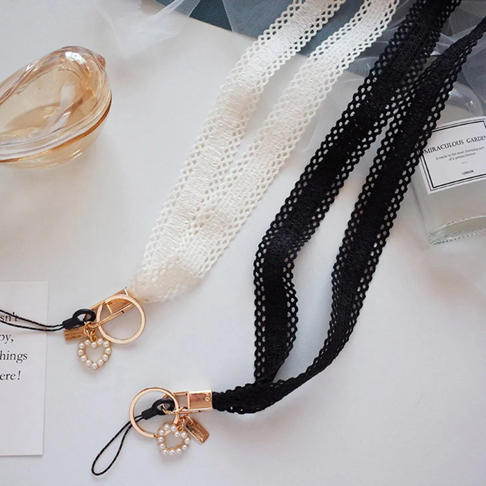 Crossbody Phone Lanyard Neck Strap Lanyard Love-shape Pearl Pendant Cell Phone Strap - Blue - 2