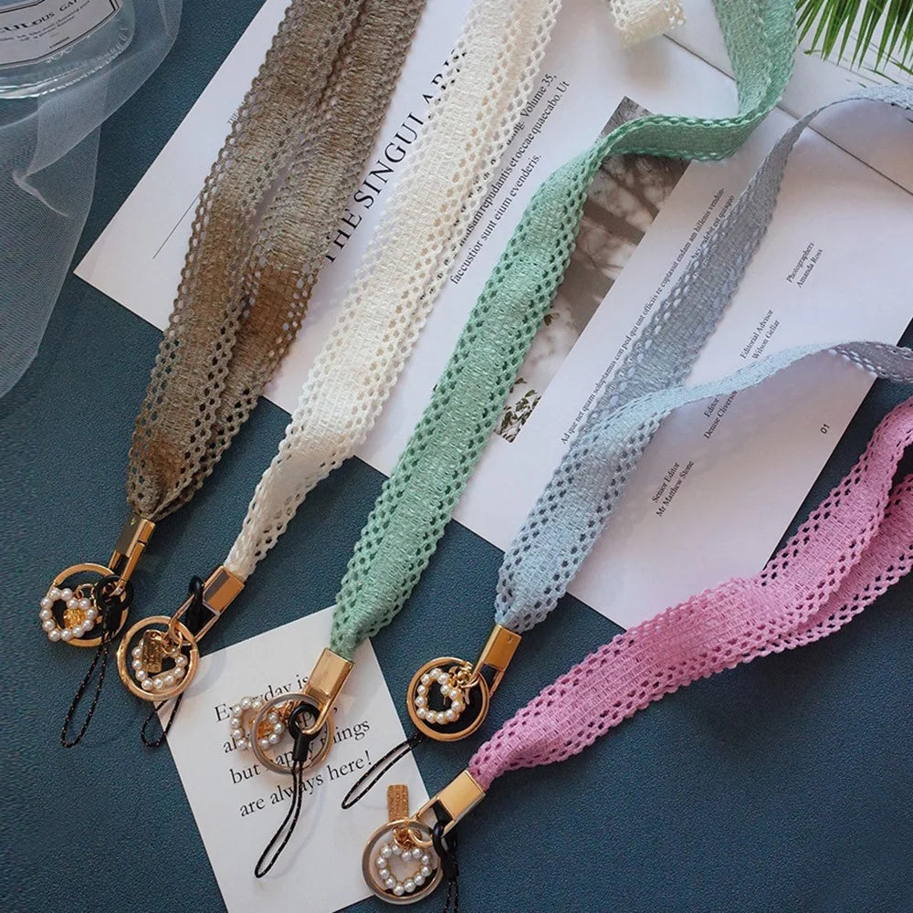 Crossbody Phone Lanyard Neck Strap Lanyard Love-shape Pearl Pendant Cell Phone Strap - Blue - 5