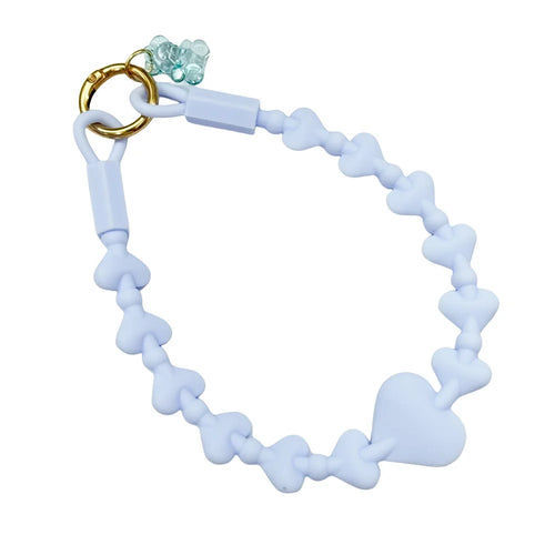 22cm Silicone Heart Shape Phone Wrist Strap Cellphone Carrying Anti-Lost Lanyard with Tether Tab - Cloud Blue - 1