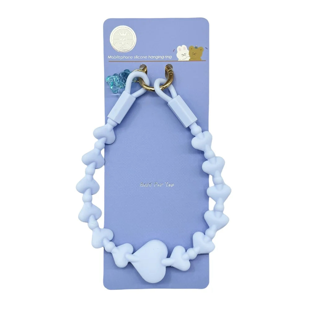 22cm Silicone Heart Shape Phone Wrist Strap Cellphone Carrying Anti-Lost Lanyard with Tether Tab - Cloud Blue - 3