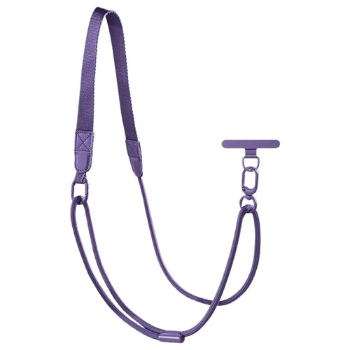 90 - 120cm Adjustable Mobile Phone Lanyard Round Wide 2 in 1 Crossbody Phone Strap with Tether Tab - Dark Purple - 1