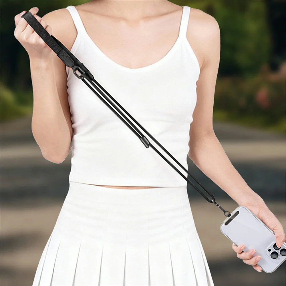 90 - 120cm Adjustable Mobile Phone Lanyard Round Wide 2 in 1 Crossbody Phone Strap with Tether Tab - Dark Purple - 5