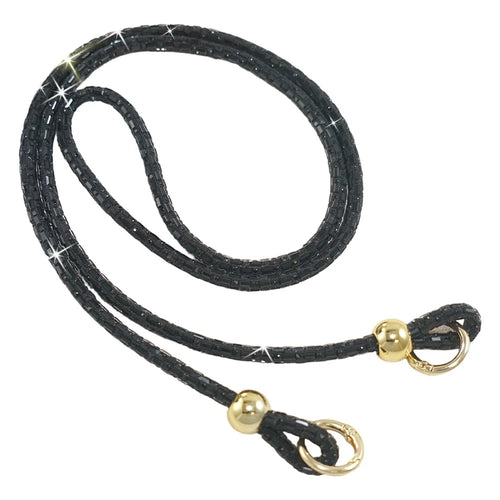 120cm Square Crystal Beaded Phone Lanyard Crossbody Neck Strap Anti-Lost Cellphone Chain Accessories - Black  /  Gold - 1