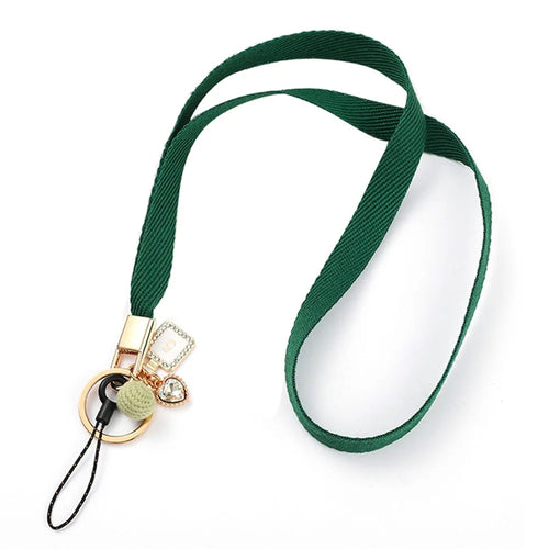 Cell Phone Lanyard Universal Neck Strap Ball Pendant Braided Chain Holder - Green - 1