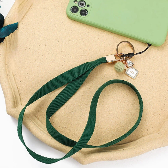 Cell Phone Lanyard Universal Neck Strap Ball Pendant Braided Chain Holder - Green - 2