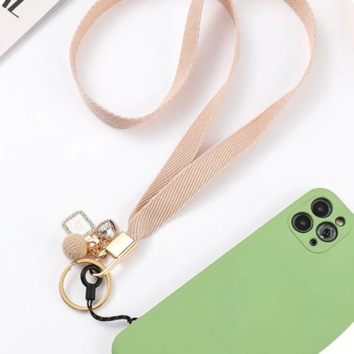Cell Phone Lanyard Universal Neck Strap Ball Pendant Braided Chain Holder - Green - 3