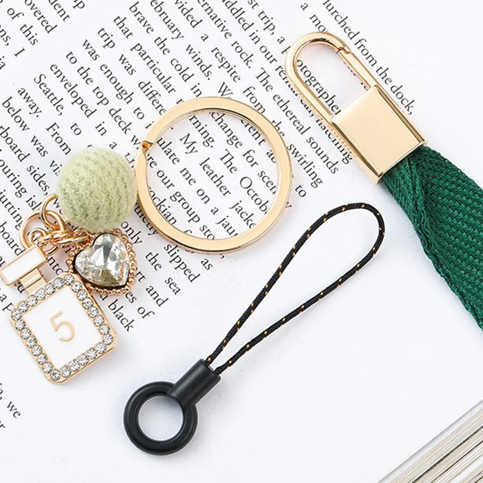 Cell Phone Lanyard Universal Neck Strap Ball Pendant Braided Chain Holder - Green - 7
