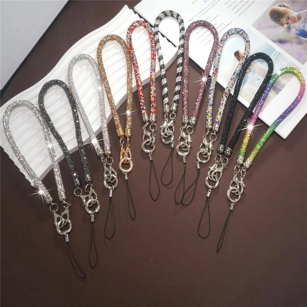 30cm Short Phone Wrist Strap Bling Crystal Lanyard Rhinestone Cell Phone Chain - Multi-color - 7
