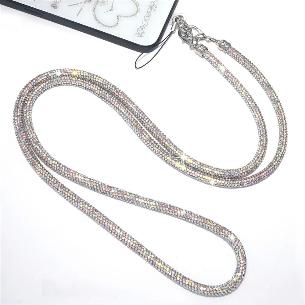 70cm Long Phone Lanyard Crossbody Neck Strap Bling Crystal Rhinestone Cell Phone Chain - Multi-color - 6