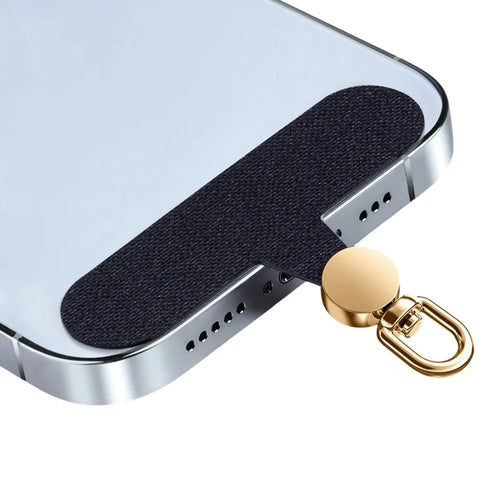 Oxford Cloth Phone Lanyard Tether Tab 360 Degree Rotation Stainless Steel D-Ring Strap Gasket - Gold Disc / Black - 1