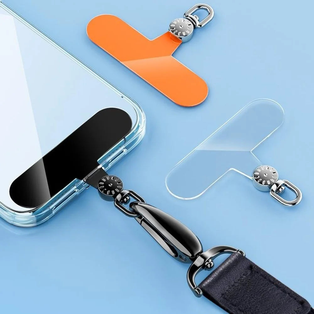 Phone Lanyard Connector 360° Rotation Anti-Lost TPU Tether Tab Strap Adapter with Metal Ring - Silver Dial Plate / Black - 2
