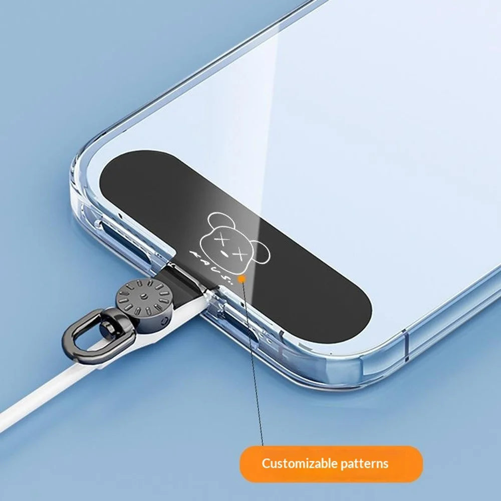 Phone Lanyard Connector 360° Rotation Anti-Lost TPU Tether Tab Strap Adapter with Metal Ring - Silver Dial Plate / Black - 4