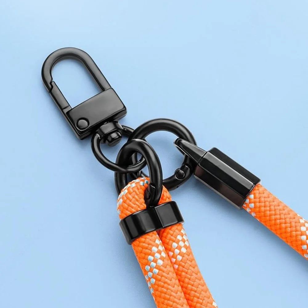 1.5m Adjustable Phone Lanyard with Tether Tab Crossbody Neck Strap Woven Nylon Anti-lost Rope, 8mm Diameter - Classic Black - 3