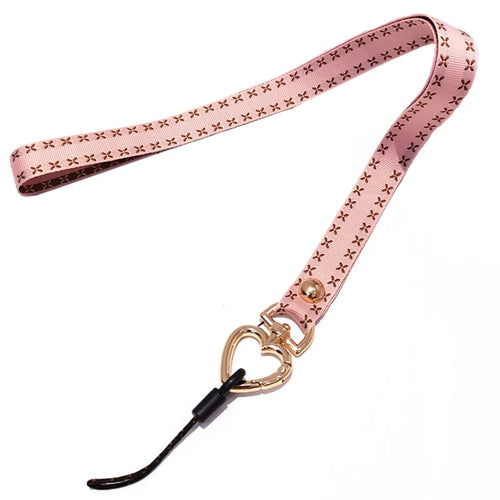 Heart Metal Buckle Cell Phone Case Hanging Neck Lanyard Name Tag Phone Neck Strap - Pink - 1