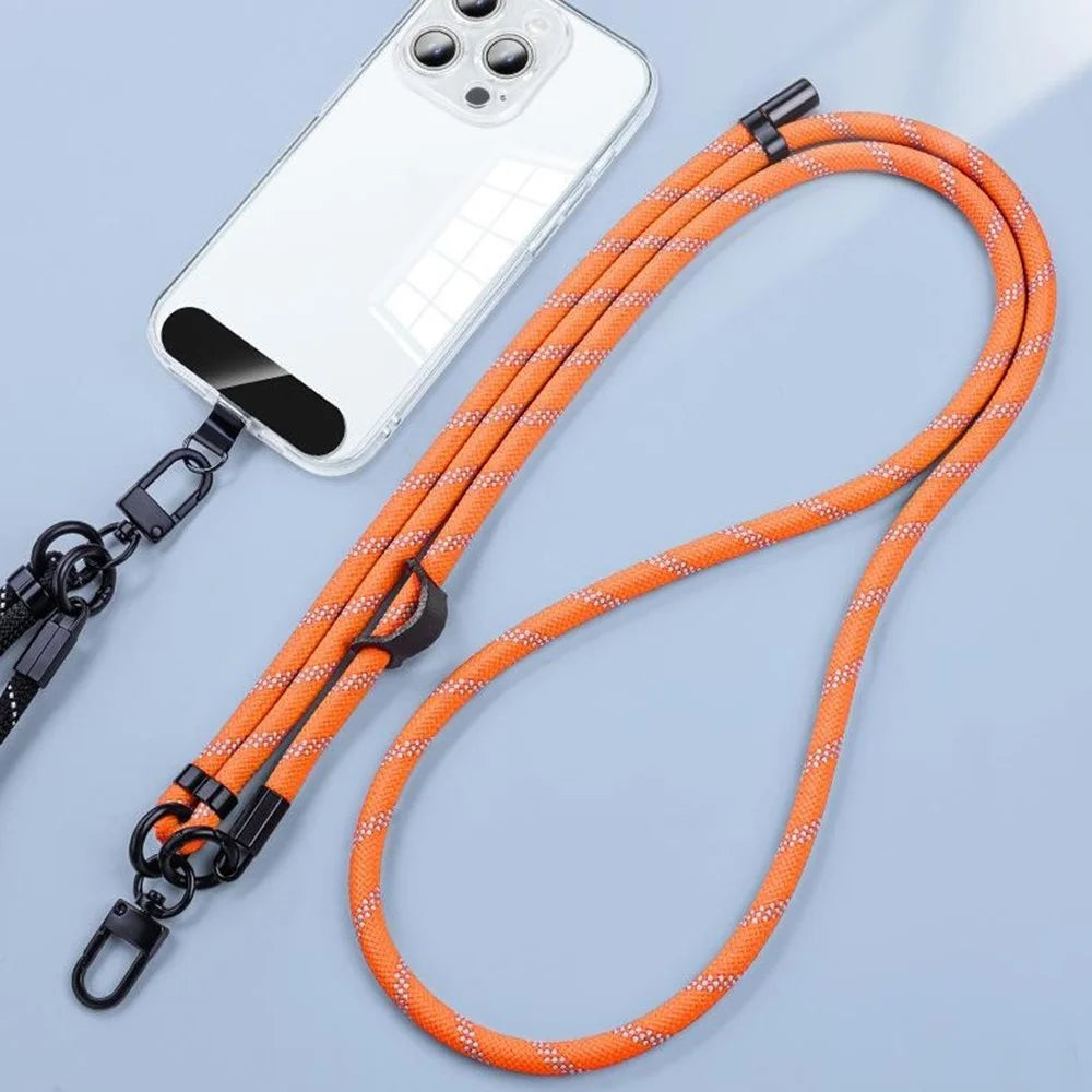 1.5m Adjustable Phone Strap with Tether Tab Crossbody Nylon Long Strap, 8mm Diameter - Rose - 2