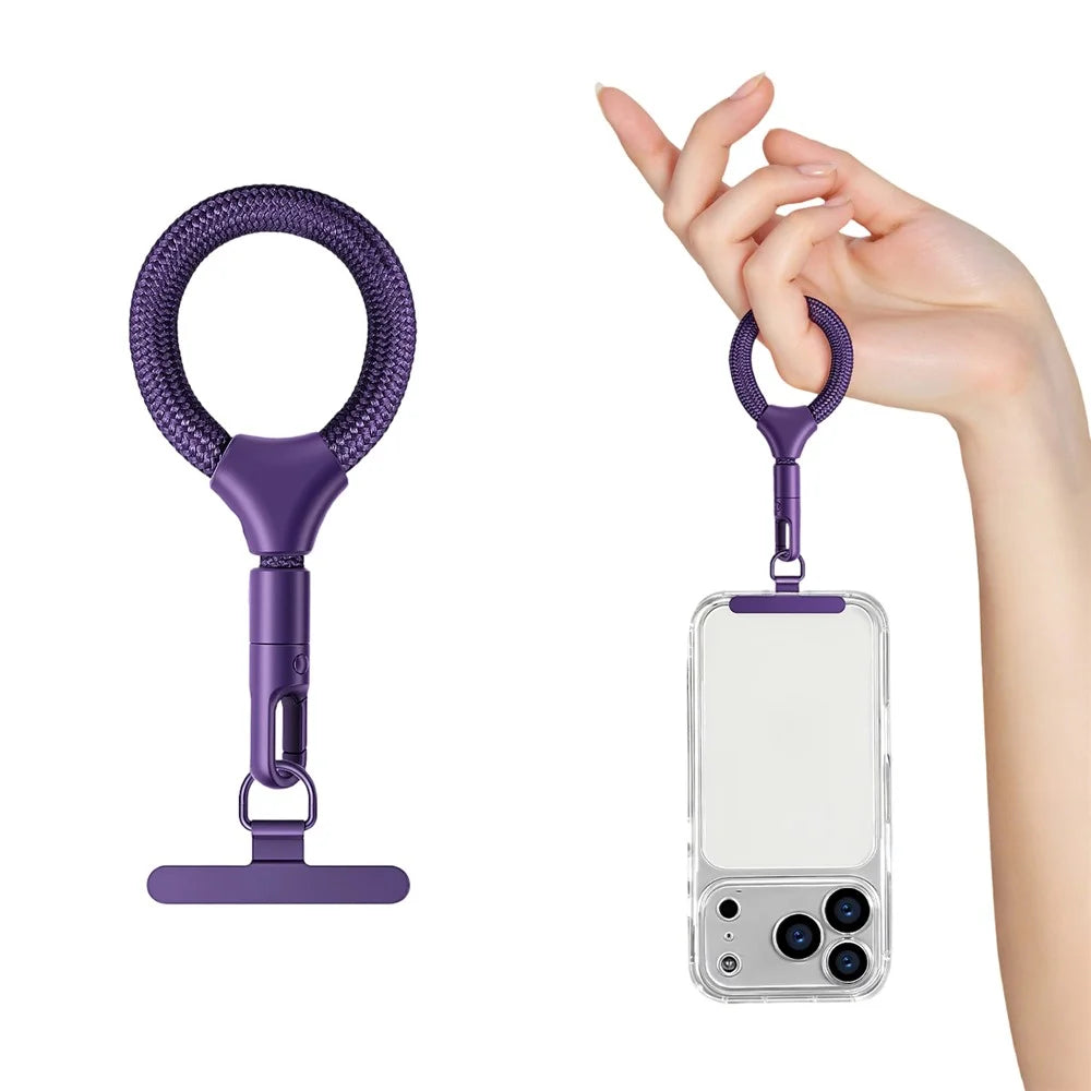 9cm Phone Short Lanyard with Self-locking Metal Buckle Anti-theft Strap with Tether Tab - Dark Purple - 1