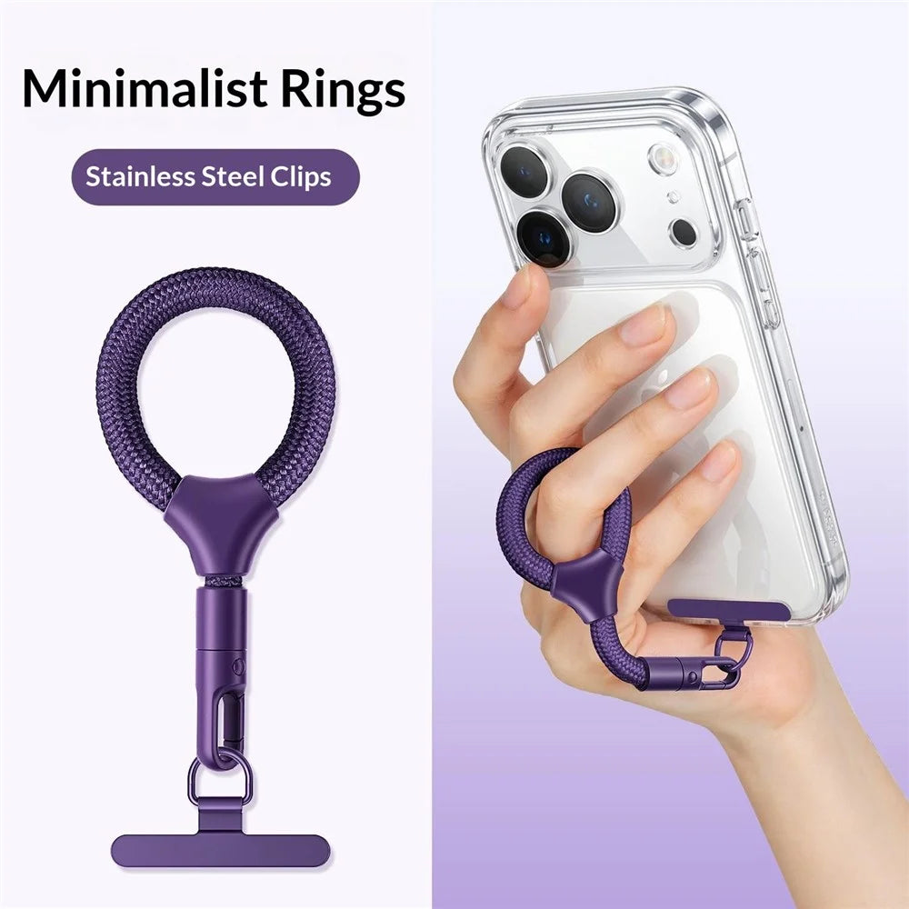 9cm Phone Short Lanyard with Self-locking Metal Buckle Anti-theft Strap with Tether Tab - Dark Purple - 2