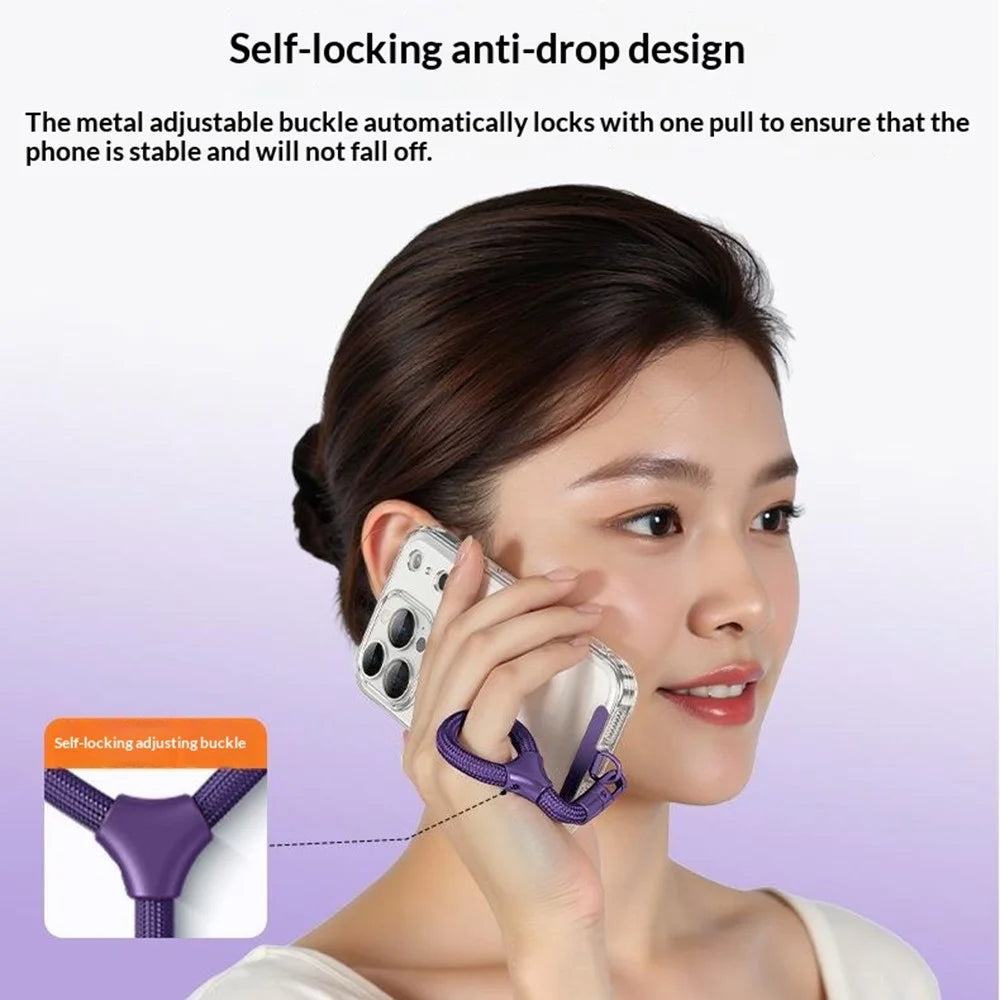 9cm Phone Short Lanyard with Self-locking Metal Buckle Anti-theft Strap with Tether Tab - Dark Purple - 4