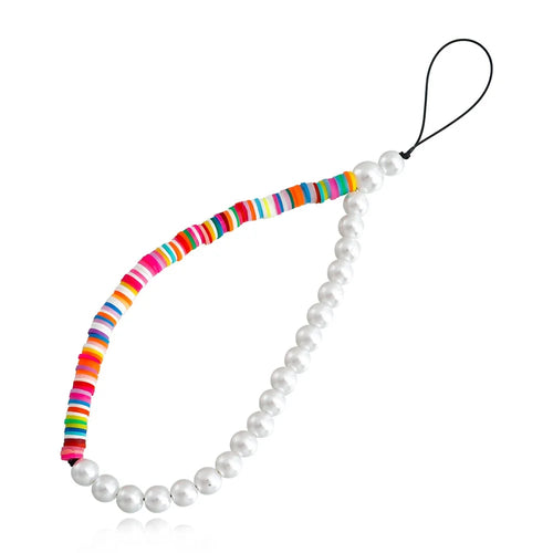 22cm Pearl Colorful Beads Phone Lanyard Acrylic Wrist Strap Charm Phone Chain Accessory - ZW2451 - 1