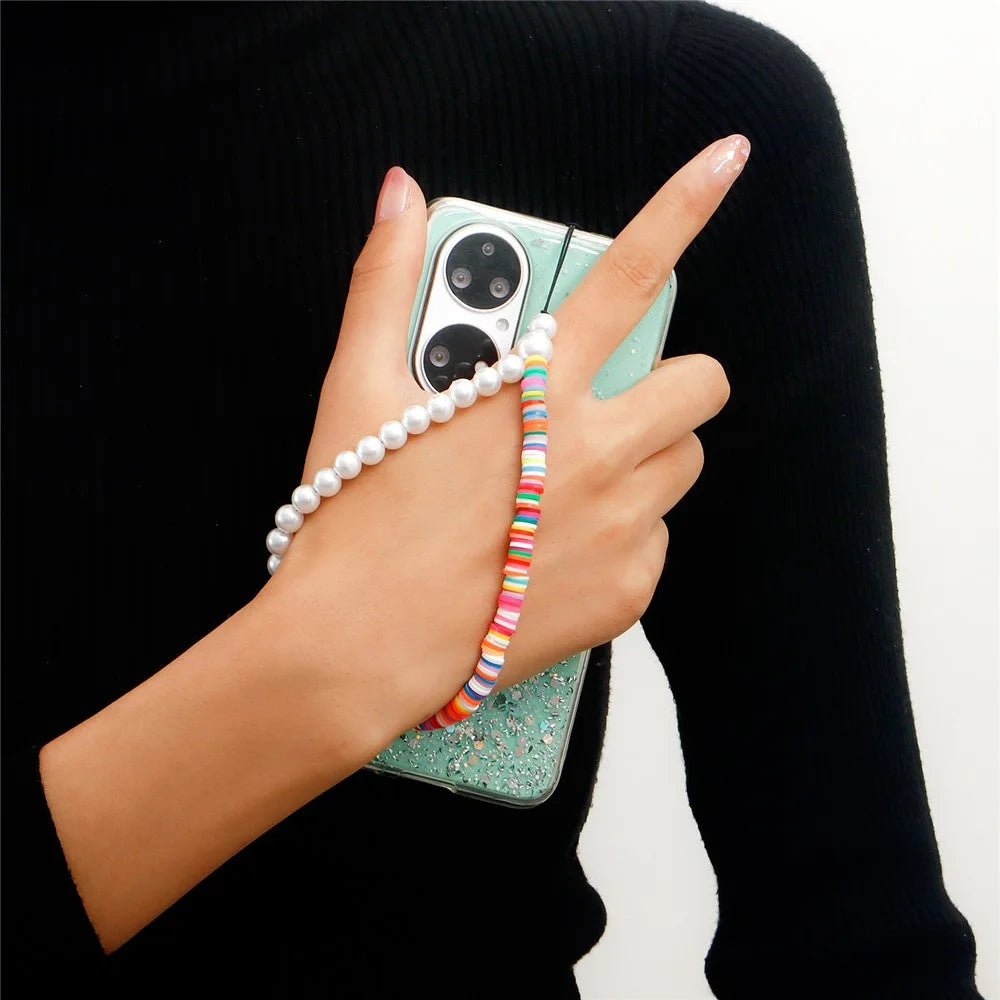 22cm Pearl Colorful Beads Phone Lanyard Acrylic Wrist Strap Charm Phone Chain Accessory - ZW2451 - 2