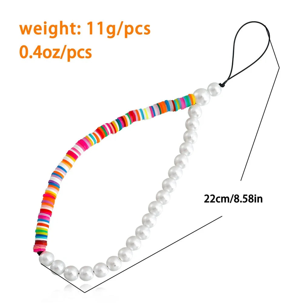 22cm Pearl Colorful Beads Phone Lanyard Acrylic Wrist Strap Charm Phone Chain Accessory - ZW2451 - 4