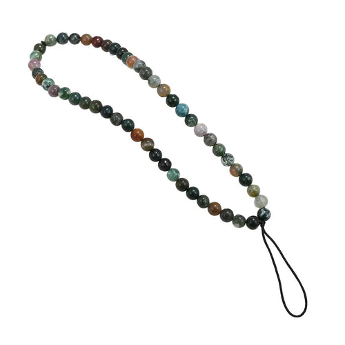 16cm Natural Stone Bead Phone Lanyard Wrist Strap Mixed Color Hand Chain Mobile Phone Accessories - Black Strap - 1