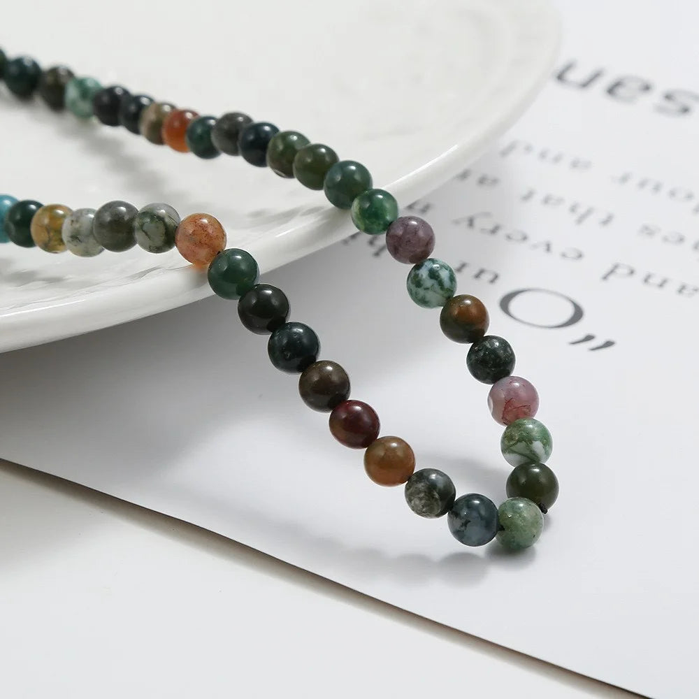 16cm Natural Stone Bead Phone Lanyard Wrist Strap Mixed Color Hand Chain Mobile Phone Accessories - Black Strap - 2