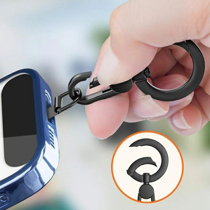 Phone Lanyard Tether Tab 360° Rotating Anti-tangling Detachable Ring Hook Stainless Steel Patch Strap Connector - Round Ring Holder / Lilac Purple - 3