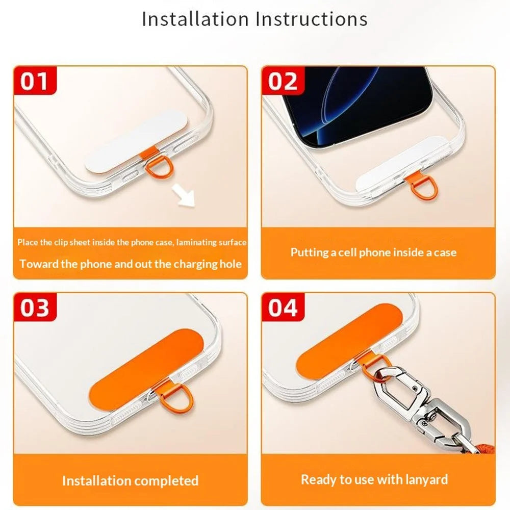 1.5m Adjustable Phone Lanyard Crossbody Neck Strap 360° Rotating Buckle with Stainless Steel Tether Tab, 7mm Diameter - Orange - 6