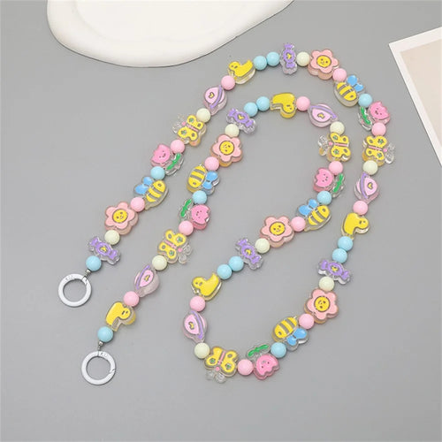 122cm Colorful Beaded Phone Lanyard Crossbody Long Strap with Cartoon Charms for Phone Case  /  Bag - 1