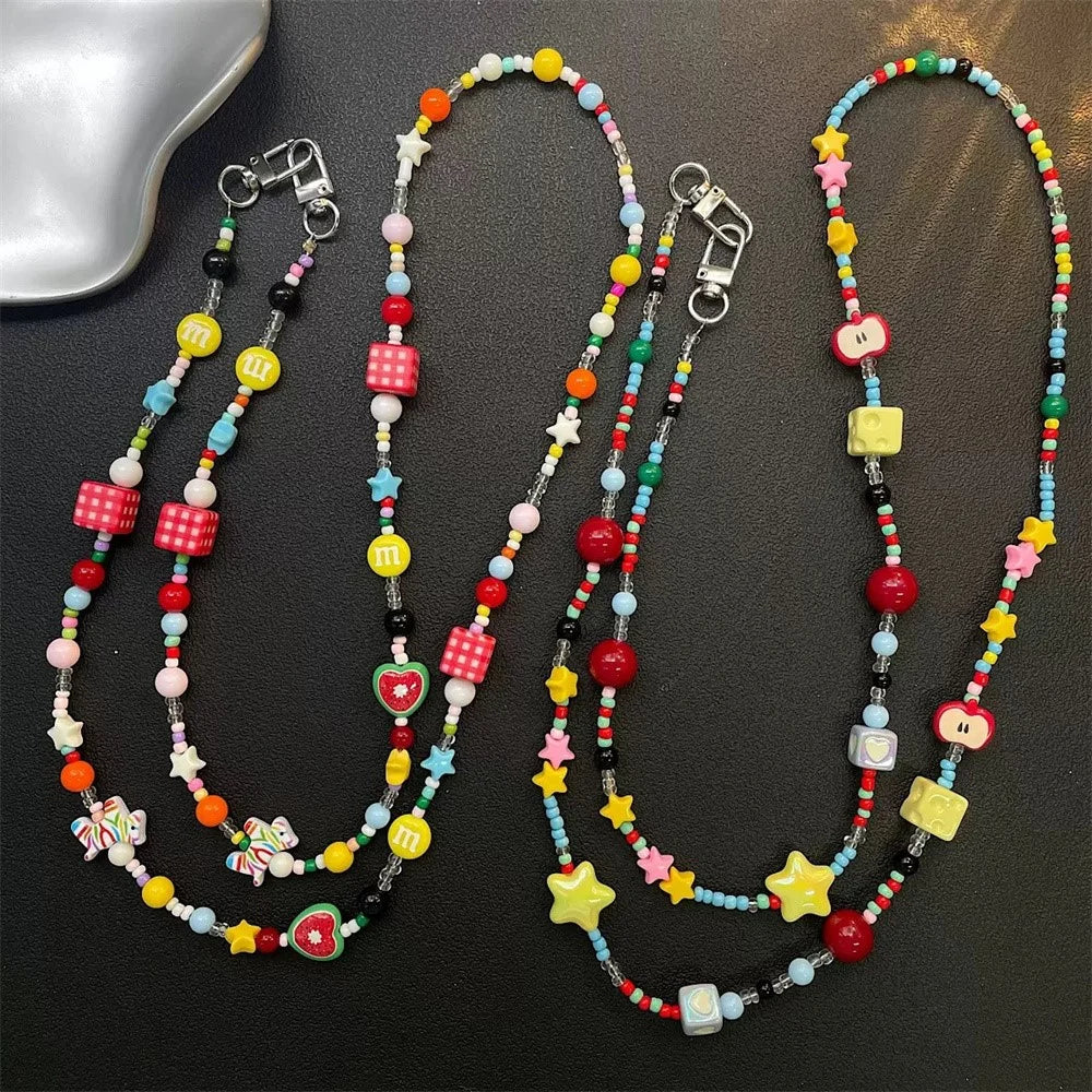 120cm Length Colorful Beaded Phone Lanyard Strap with Metal Clip Anti-lost Mobile Phone Chain Crossbody Neck Strap for Phone Case - Colorful Horse - 3