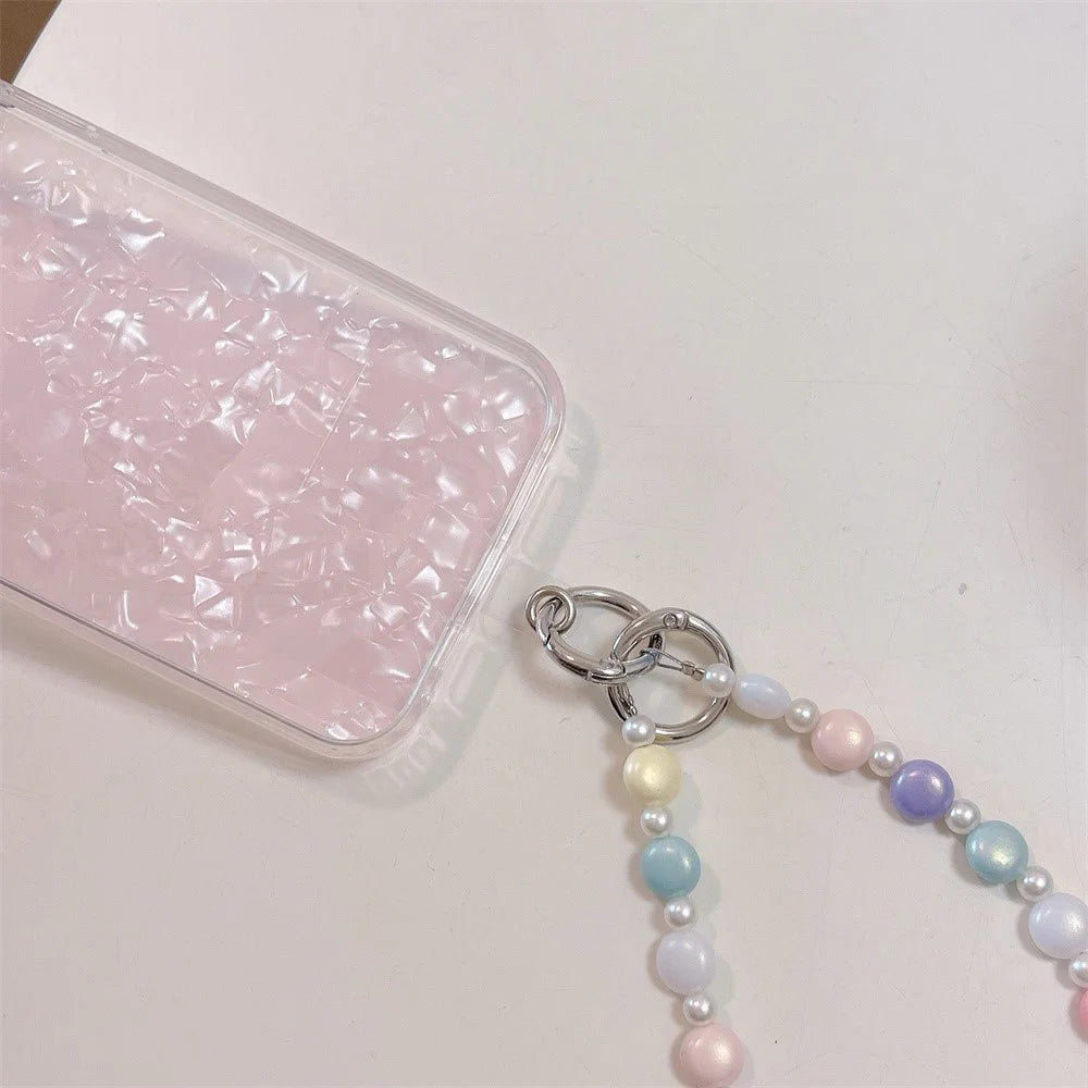 120cm Length Colorful Beaded Phone Chain Lanyard Strap Crossbody Lanyard Candy Color Faux Pearls String Phone Neck Strap - 2