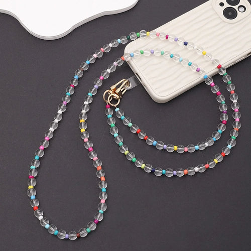 120cm Beaded Phone Lanyard Colorful Crossbody Chain Strap with Metal Clasp Phone Accessories - K513 - 1
