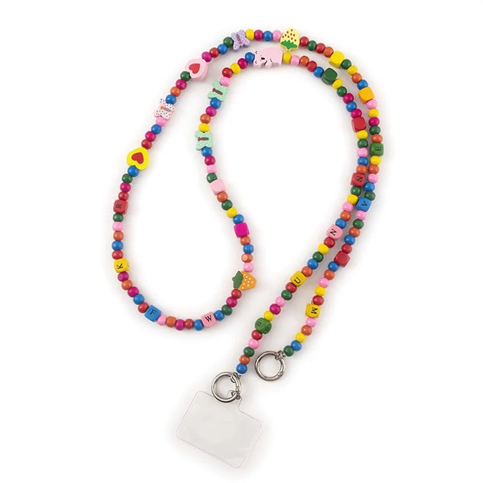 120cm Beaded Phone Lanyard Colorful Heart Charm Crossbody Phone Strap Chain Strap with Tether Tab - 2