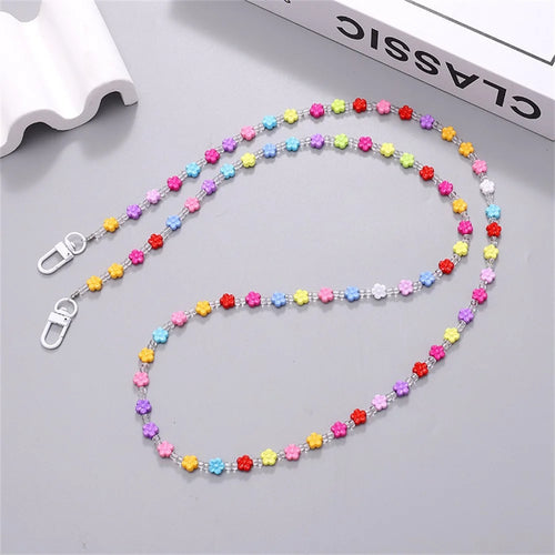 120cm Colorful Flower Beaded Phone Strap Crossbody Cellphone Chain Shoulder Bag Strap - 1