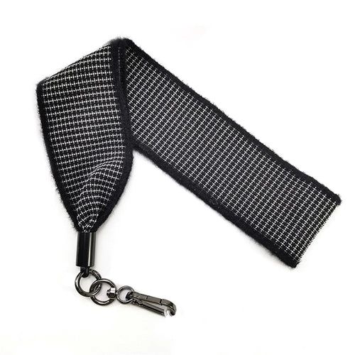 Phone Lanyard Neck Strap with Patch Universal Cell Phone Cord Strap Plush Plaid Phone Tether Strap - Black - 1