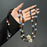 120cm Phone Lanyard Beaded Chain Strap Vintage Crossbody Mobile Phone Necklace Rope with Tether Tab - Black Beads / Grid Squares - 1