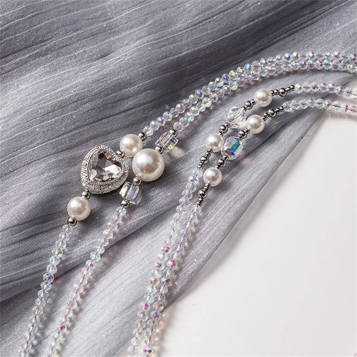 120cm Phone Lanyard Pearl Beaded Necklace Chain Crossbody Phone Strap Wrist Neck Hanging Cord - Style A - 2