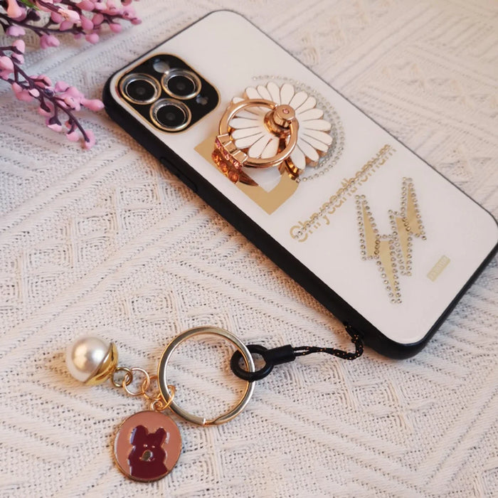 Mobile Phone Lanyard Bear Prints Cotton Phone Strap Pendant Phone Tether Lanyard Key Chain Strap - Khaki - 3