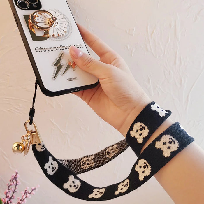 Mobile Phone Lanyard Bear Prints Cotton Phone Strap Pendant Phone Tether Lanyard Key Chain Strap - Khaki - 7