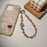 A1127 30cm Phone Lanyard Crown Carriage Crystal Beaded Metal Spring Hook Charm Strap with Removable Blank White Card - White - 2