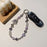 A1127 30cm Phone Lanyard Crown Carriage Crystal Beaded Metal Spring Hook Charm Strap with Removable Blank White Card - White - 3