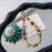 A1171 30cm Phone Strap Crystal Beaded Chain Charm Spring Hook Mobile Phone Lanyard with Removable Blank White Card - Brown - 2