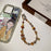 A1171 30cm Phone Strap Crystal Beaded Chain Charm Spring Hook Mobile Phone Lanyard with Removable Blank White Card - Brown - 4